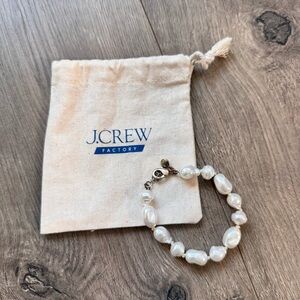 J. Crew Pearl Bead Bracelet with Gold Accents - White